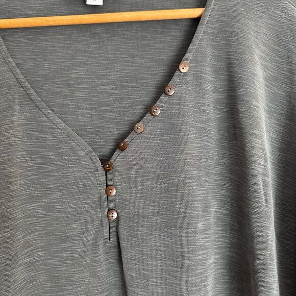 J Jill Pure Jill Sand Washed Top Womens 2X Tencel Modal Knit Shirt V-Neck Gray - Picture 4 of 6